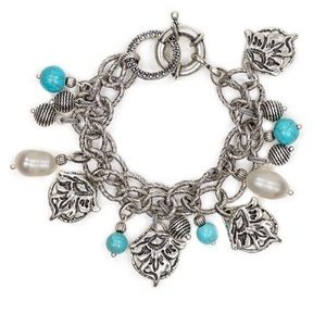 Patricia Nash Charm Bracelet Tooled Flower & Vine